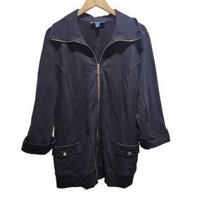 Karen Scott Sport Woman full zip jacket black cotton 1X